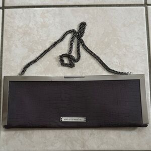 Adolfo Dominguez Dark purple Textured Clutch